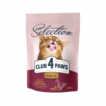 CLUB 4 PAWS Selection, Rață și Legume, hrană uscată pisici, 300g 300g imagine 2022