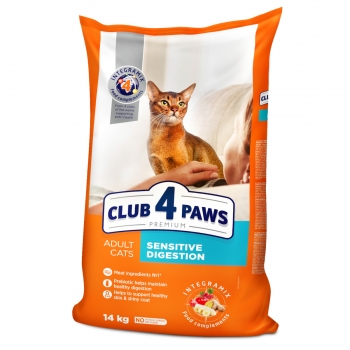 CLUB 4 PAWS Premium Sensitive, Pui, Hrană Uscată Pisici, Sensibilități Digestive, 14kg