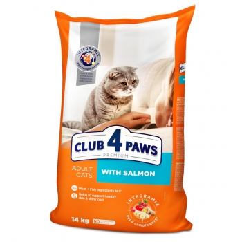 CLUB 4 PAWS Premium, Somon, hrană uscată pisici, 14kg 14kg imagine 2022