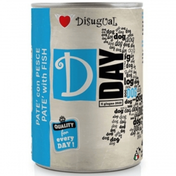 DISUGUAL D Day Dog, XS-XL, Pește, conservă hrană umedă fără cereale câini, (pate), 400g (pate) imagine 2022