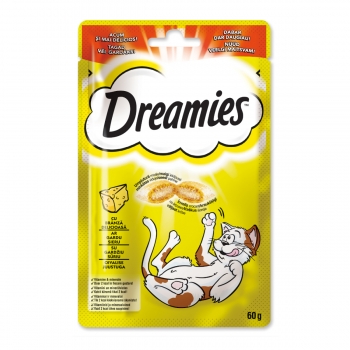 DREAMIES, recompense pisici, pernuțe umplute cu brânză, 60g 60g