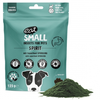 EAT SMALL Spirit Snack, XS-XL, Insecte și Spirulină, punguță, resigilabil recompense funcționale fără cereale câini, sistem imunitar & alergii, 125g 125G