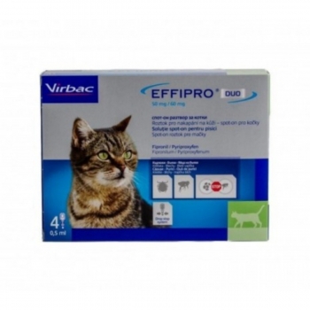 EFFIPRO Duo CT, deparazitare externă pisici, pipetă repelentă(1 – 6kg), 4buc 4buc imagine 2022