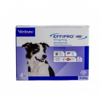 EFFIPRO Duo SD, deparazitare externă câini, pipetă repelentă, M(10 – 20kg), 4buc 20kg imagine 2022