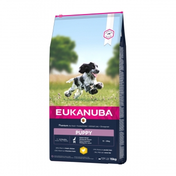 EUKANUBA Basic Puppy M, Pui, hrană uscată câini junior, 15kg 15kg imagine 2022
