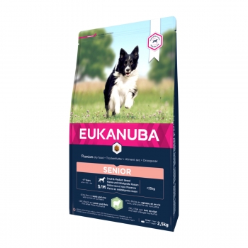 Eukanuba basic senior s-m, miel și orez, hrană uscată câini senior, 2.5kg