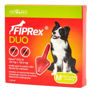 FIPREX Duo, deparazitare externă câini, pipetă repelentă, M(10 – 20kg), 1buc 1buc imagine 2022