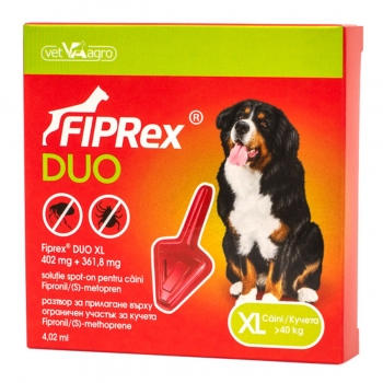 FIPREX Duo, deparazitare externă câini, pipetă repelentă, XL(40 – 60kg), 1buc 1buc imagine 2022