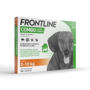 FRONTLINE Combo, spot-on, soluție antiparazitară, câini 2-10kg, 3 pipete 2-10kg imagine 2022