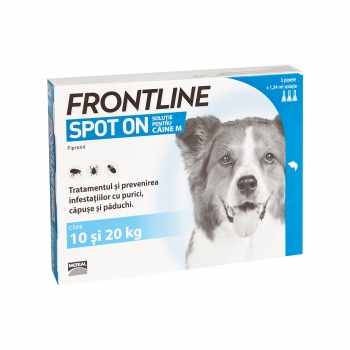 FRONTLINE Spot-On, soluție antiparazitară, câini 10-20kg, 3 pipete 10-20kg