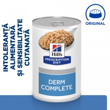HILL’S Prescription Diet Derm Complete, dietă veterinară câini, conservă hrană umedă, piele & blana, (în sos), 370g (conserva) imagine 2022