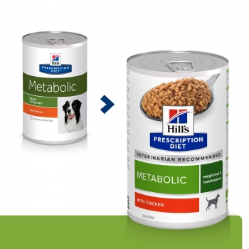 HILL’S Prescription Diet Metabolic, Pui, dietă veterinară câini, conservă hrană umedă, metabolism (obezitate si diabet), (în sos), 370g (în imagine 2022