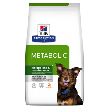 HILL’S Prescription Diet Metabolic, Pui, dietă veterinară câini, hrană uscată, metabolism (obezitate si diabet), 1.5kg