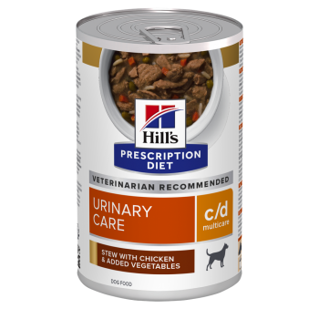 HILL’S Prescription Diet c/d Urinary Care, Pui cu Legume, dietă veterinară câini, conservă hrană umedă, sistem urinar, (în sos), 354g (în