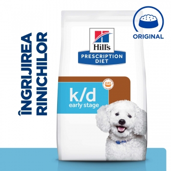 Hill's prescription diet k/d kidney care early stage, dietă veterinară câini, hrană uscată, sistem renal, 1.5kg