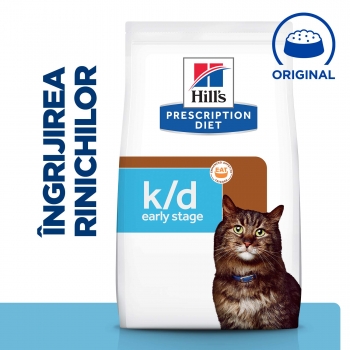 HILL’S Prescription Diet k/d Kidney Care Early Stage, dietă veterinară pisici, hrană uscată, sistem renal, 1.5kg 1.5kg imagine 2022