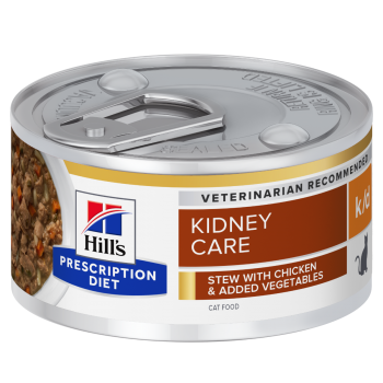 HILL’S Prescription Diet k/d Kidney Care, Pui cu Legume, dietă veterinară pisici, conservă hrană umedă, afecțiuni renale, 82g 82g imagine 2022