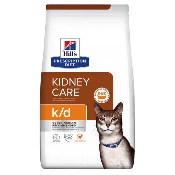 HILL’S Prescription Diet k/d Kidney Care, Pui, dietă veterinară pisici, hrană uscată, sistem renal, 400g 400g imagine 2022