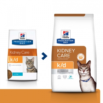 Hill's prescription diet k/d kidney care, ton, dietă veterinară pisici, hrană uscată, sistem renal, 400g