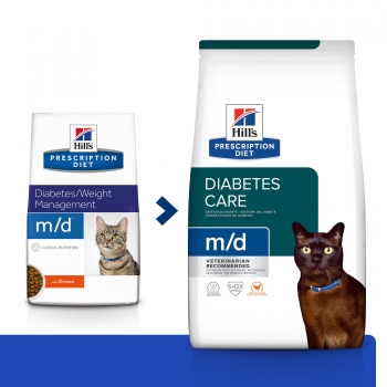 HILL’S Prescription Diet m/d Diabetes Care, Pui, dietă veterinară pisici, hrană uscată, metabolism (diabet), 3kg 3kg imagine 2022