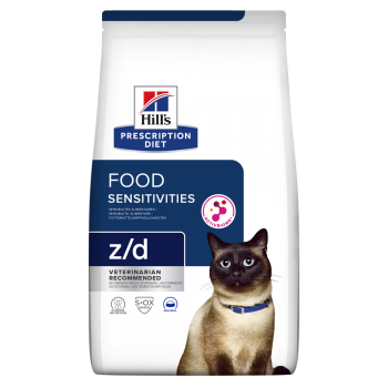 HILL’S Prescription Diet z/d Food Sensitivities, dietă veterinară pisici, hrană uscată, piele & blana, sistem digestiv, 6kg 6kg