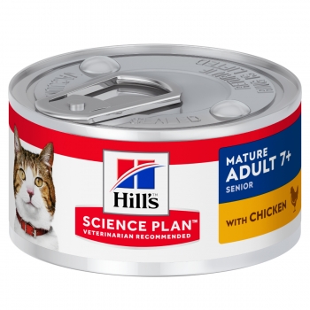 HILL’S SCIENCE PLAN Mature Adult 7+, Pui, conservă hrană umedă pisici senior, (pate), 82g (pate) imagine 2022
