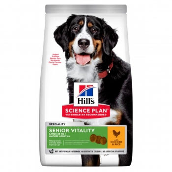 HILL’S SCIENCE PLAN Senior Vitality 6+, L-XL, Pui, hrană uscată câini senior, 14kg 14kg