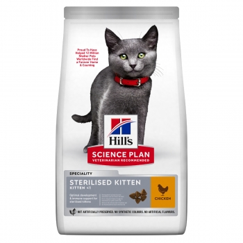 HILL’S Science Plan Kitten Sterilised, Pui, hrană uscată pisici junior sterilizate, 300g 300g imagine 2022