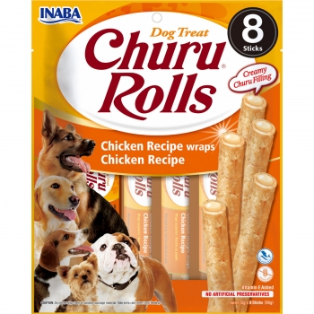 INABA Churu Rolls, XS-XL, Pui, punguță recompense fără cereale câini, semimoist, 92g