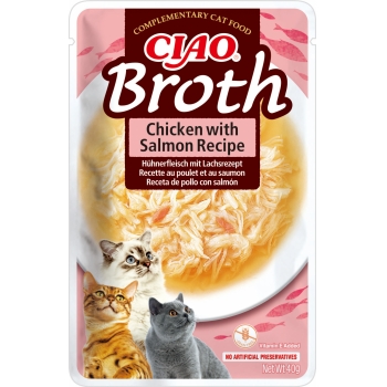 INABA Ciao Broth , Somon, plic hrană umedă fără cereale pisici, (în supă), 40g (în imagine 2022