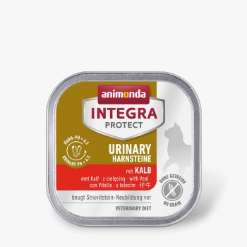 INTEGRA PROTECT Urinary Struvite, Vițel, dietă veterinară, tăviță hrană umedă fără cereale pisici, sistem urinar, (în aspic), 100g (în