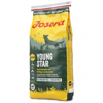 JOSERA Youngstar, XS-XL, Pasăre, hrană uscată fără cereale câini junior, sistem digestiv, 15kg 15kg