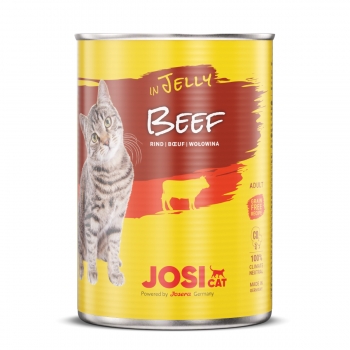 JOSICAT, Vită, bax conservă hrană umedă pisici, (în aspic), 400g x 12 (în imagine 2022
