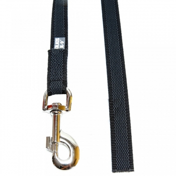 JULIUS-K9 Color & Gray, lesă antiderapantă cu mâner câini, 50kg, textil, bandă, 14mm x 2m, negru