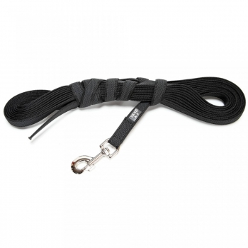 JULIUS-K9 Color & Gray, lesă antiderapantă cu mâner câini, 50kg, textil, bandă, 14mm x 5m, negru 14mm imagine 2022