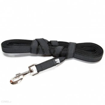 JULIUS-K9 Color & Gray, lesă antiderapantă cu mâner câini, 50kg, textil, bandă, 20mm x 10m, negru JULIUS-K9