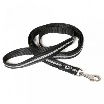 Julius-k9 idc rope, lesă nylon cu fire flourescente cu mâner câini, 14mm x 2m, negru 