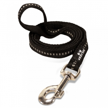 Julius-k9 idc rope, lesă nylon cu fire flourescente cu mâner câini, 25mm x 1.2m, negru 