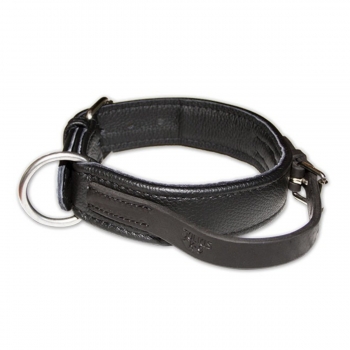 JULIUS-K9 ECO leather, zgardă ajustabilă cu mâner câini, piele, 40mm x 45cm, negru