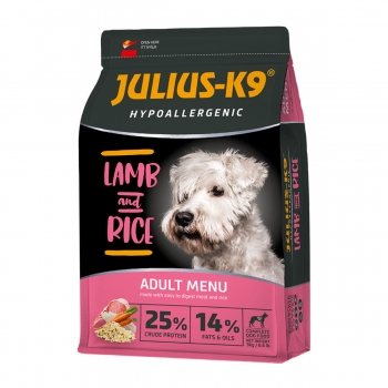 JULIUS-K9 Hypoallergenic Adult, Miel cu Orez, hrană uscată câini, sensibilități digestive, piele și blană, 12kg Julius K9