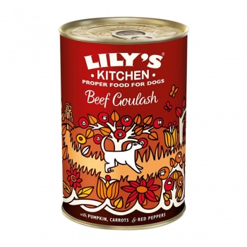 LILY’S KITCHEN Beef Goulash, Vită, conservă hrană umedă monoproteică fără cereale câini, (In Sos), 400g pentruanimale