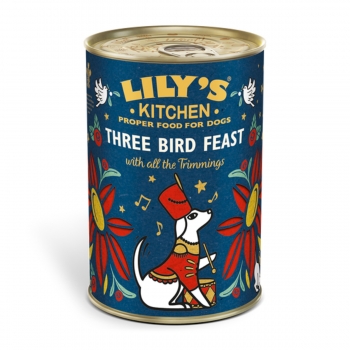 LILY’S KITCHEN Christmas Three Bird Feast, Curcan, conservă hrană umedă fără cereale câini, (In Suc Propriu), 400g