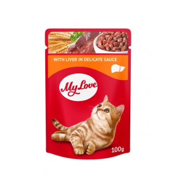 MY LOVE, Ficat, plic hrană umedă pisici, (în sos), 100g (în imagine 2022