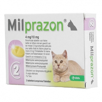 Milprazon Pisica 4 / 10 mg (< 2 kg), 2 comprimate Milprazon imagine 2022