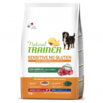 NATURAL TRAINER Sensitive No Gluten, M-XL, Miel, hrană uscată monoproteică câini, sistem digestiv, 3kg 3kg imagine 2022