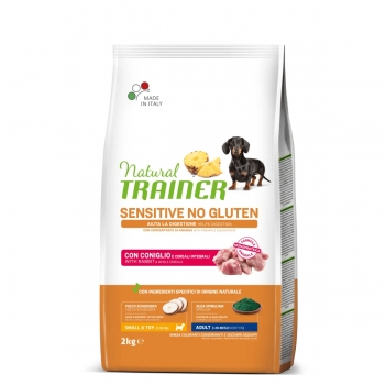 NATURAL TRAINER Sensitive No Gluten, XS-S, Iepure, hrană uscată monoproteică câini, sistem digestiv, 2kg 2kg imagine 2022