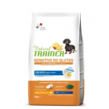 NATURAL TRAINER Sensitive No Gluten, XS-S, Ou, hrană uscată monoproteică câini, sistem digestiv, 2kg 2kg