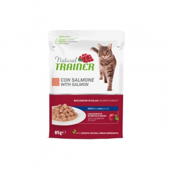 Natural trainer, somon, plic hrană umedă pisici, (în sos), 85g