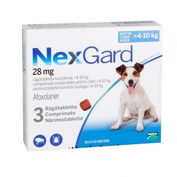 NEXGARD, comprimate masticabile antiparazitare, câini 4-10kg, 3 comprimate Nexgard imagine 2022