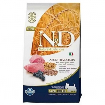 N&D Ancestral Grain Adult Mini, XS-S, Miel și afine, hrană uscată conținut redus cereale câini, 800g 800g imagine 2022